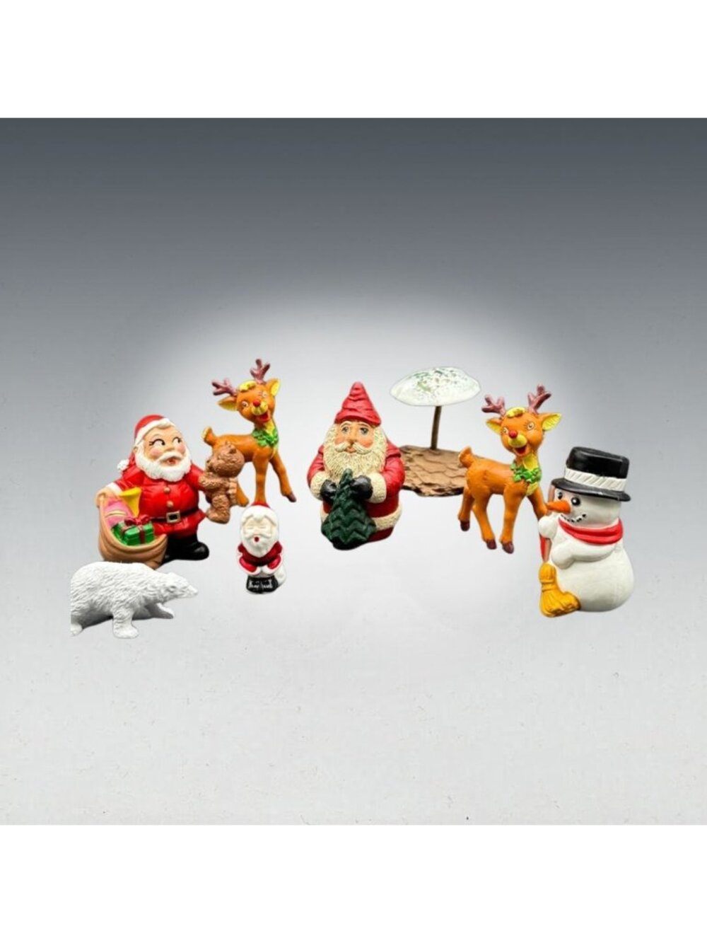 Wallace Berrie Vintage Christmas Figurine Set of 8, Made in Portugal, 1980s